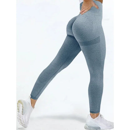 Mallas de entrenamiento sin costuras para mujer, mallas Push Up de cintura alta, mallas deportivas sexis para gimnasio, mallas deportivas negras de moda
