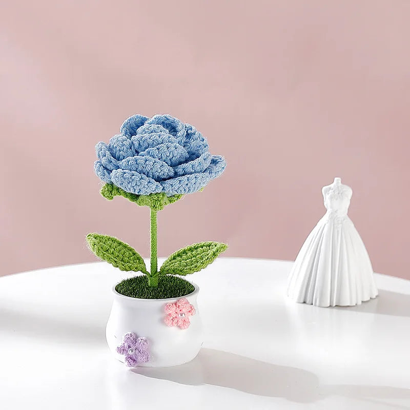 Flor Tejida En Maceta