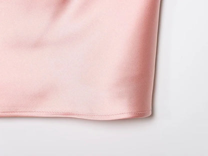 Top con Cuello Halter de Satén con Espalda Descubierta