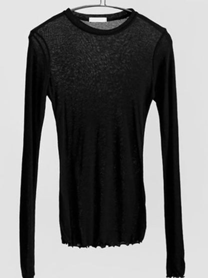 Camiseta Lisa de Manga Larga Transparente