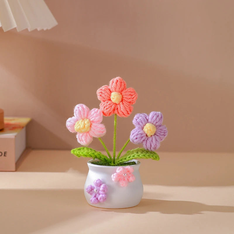 Flor Tejida En Maceta