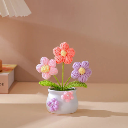 Flor Tejida En Maceta