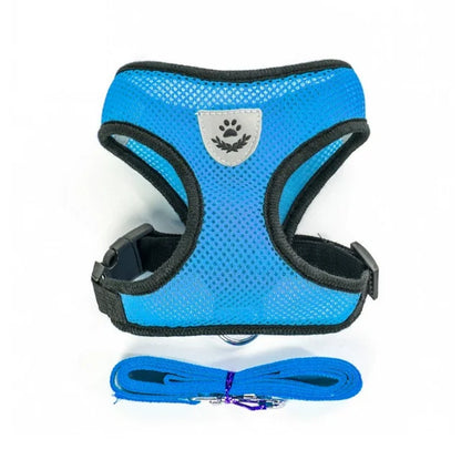 Arnés para perro y gato con correa, ajustable y reflejante - Azul / Extra grande/XL
