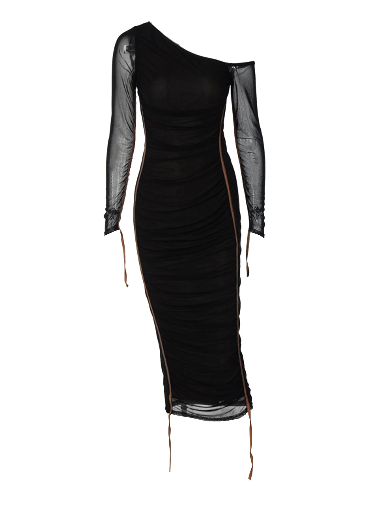 Vestido Doblado Con Empalme De Malla
