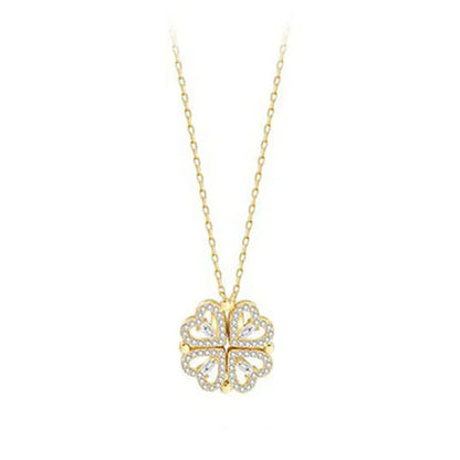 Collar con Trébol de Corazones - Dorado