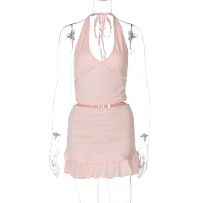 Conjunto Top y Minifalda Fruncida