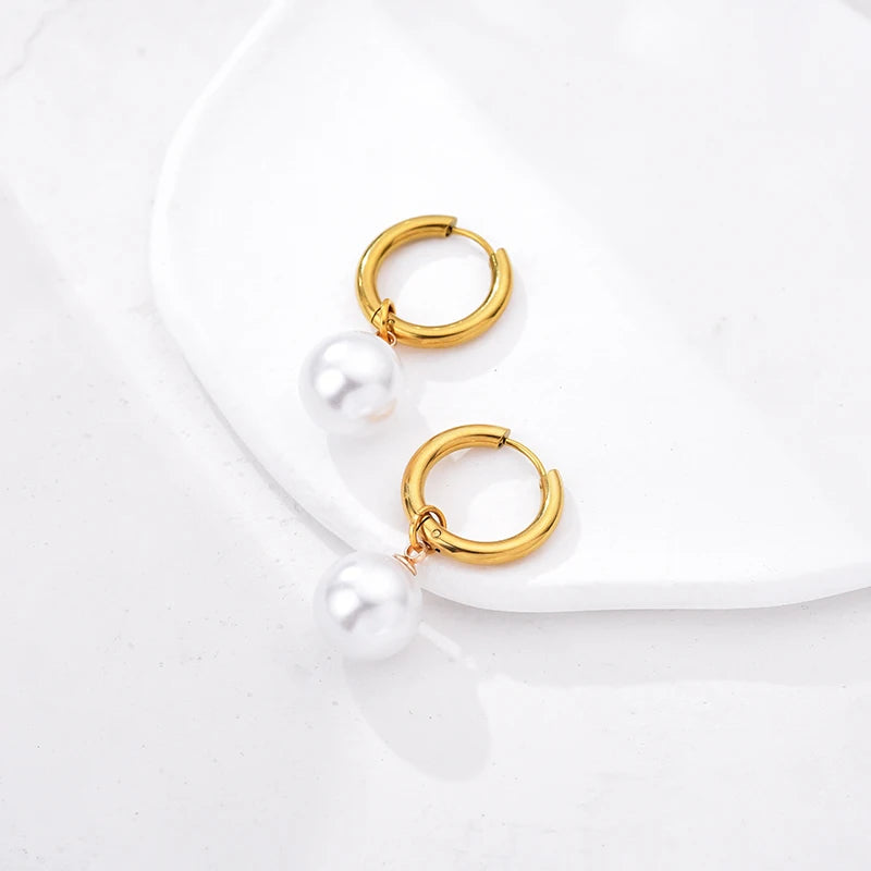 Pendientes De Perlas Blancas
