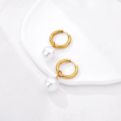 Pendientes De Perlas Blancas