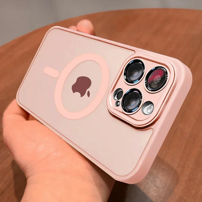 Funda magnética mate translúcida compatible con MagSafe para iPhone - Rosa / iPhone 13 Pro