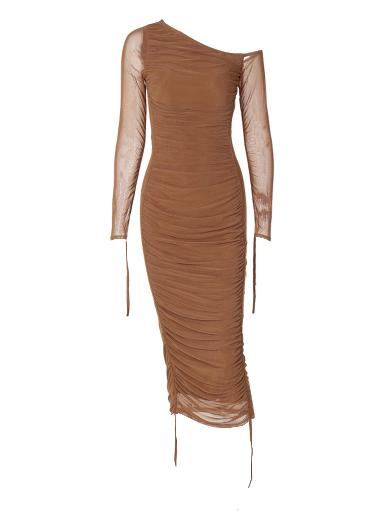 Vestido Doblado Con Empalme De Malla