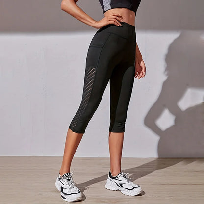 Pantalones de yoga de cintura alta de malla Leggings