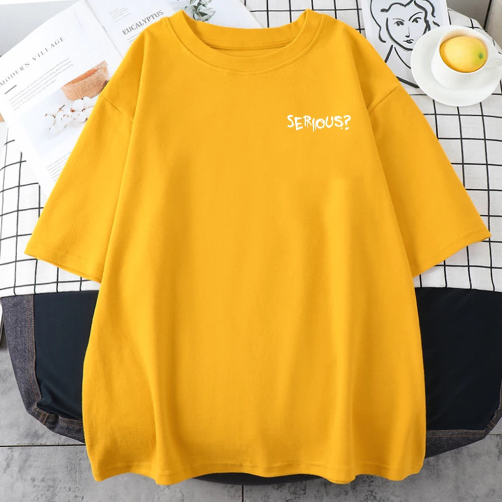 Camisetas con estampado serio de palabras creativas para mujer, camisetas simples S-Xxxl, camisetas cómodas de manga corta transpirables Retro para mujer