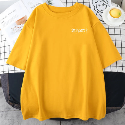 Camisetas con estampado serio de palabras creativas para mujer, camisetas simples S-Xxxl, camisetas cómodas de manga corta transpirables Retro para mujer