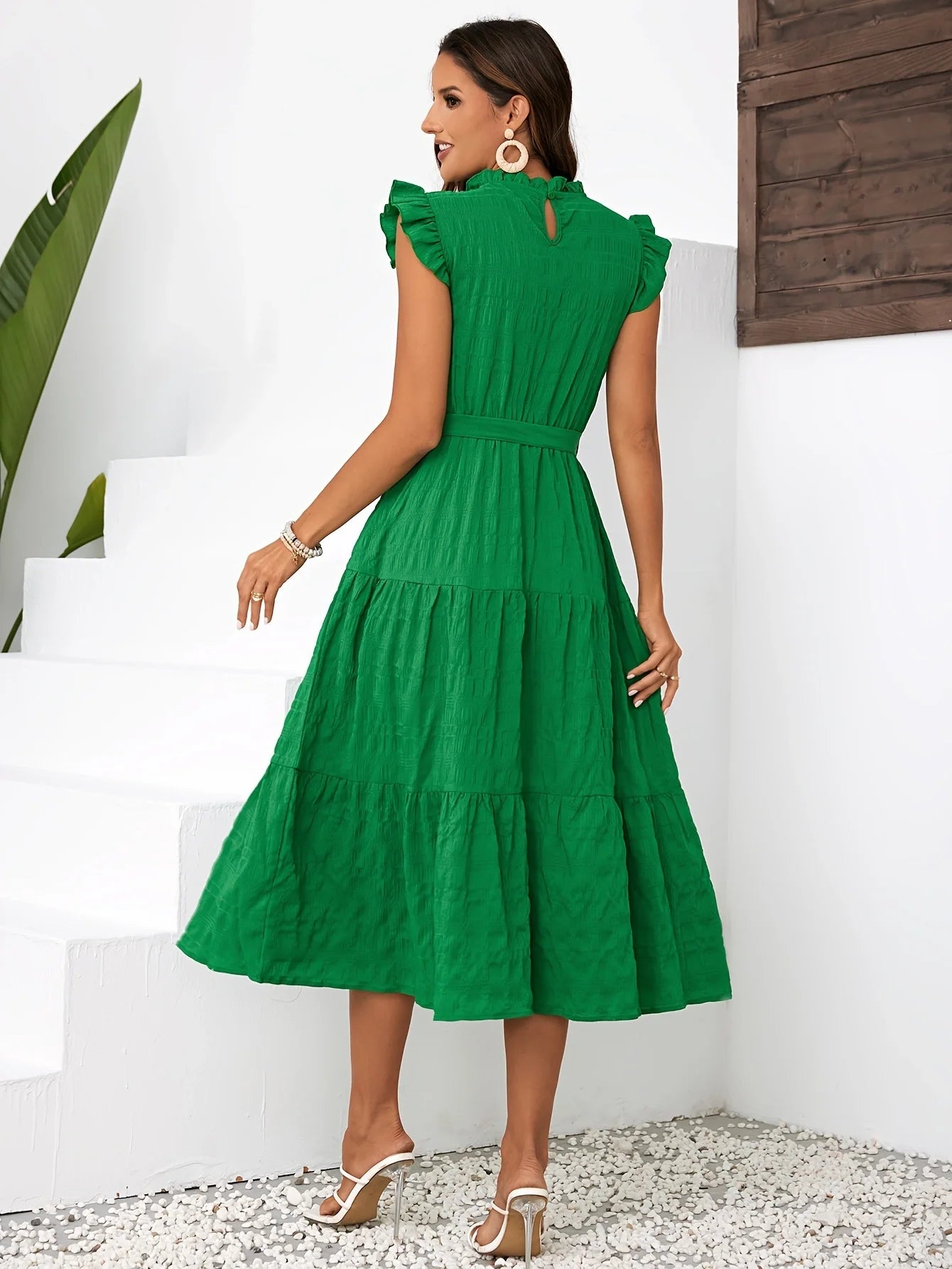 Vestido Midi Con Volantes