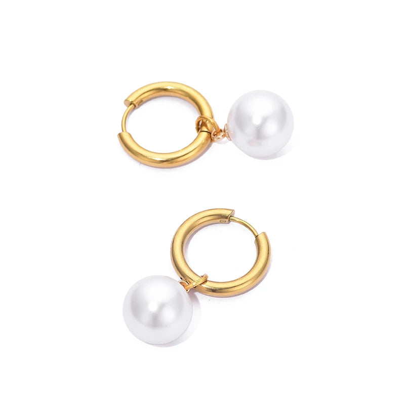 Pendientes De Perlas Blancas
