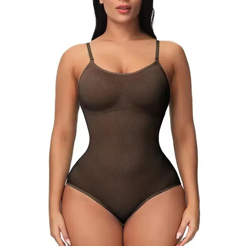 Body moldeador sin costuras con tirantes ajustables - Café / XS