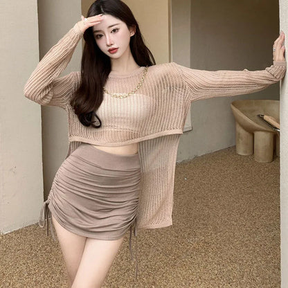 Minifalda con Cordón de Cintura Alta