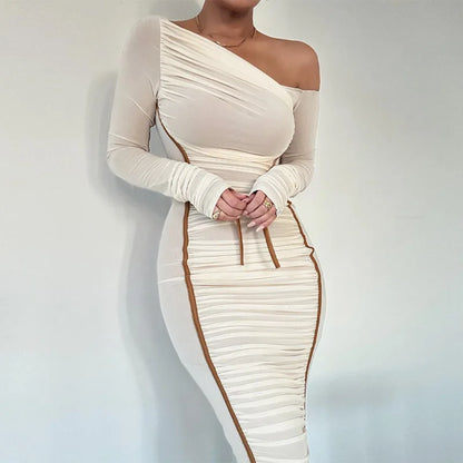 Vestido Doblado Con Empalme De Malla