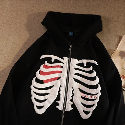 Sudaderas con capucha de esqueleto Y2K