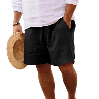 Short de Algodón y Lino para Hombre - Negro