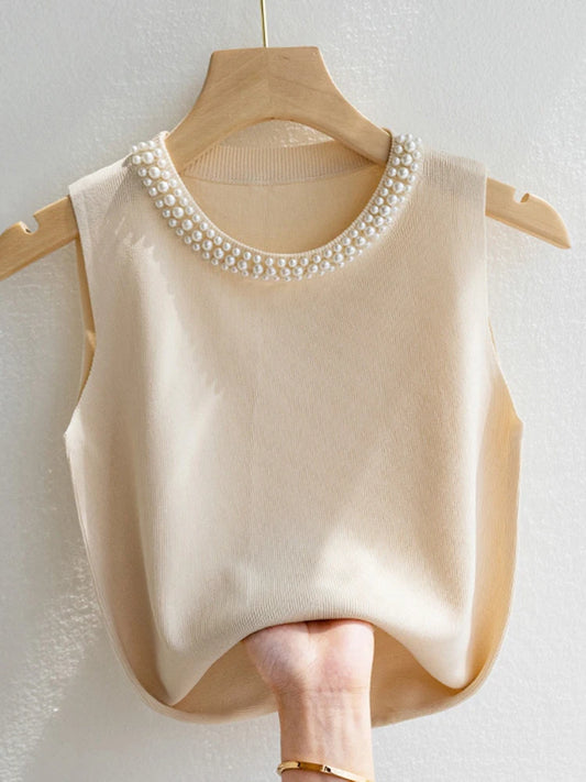 Chaleco de Punto sin Mangas - Beige