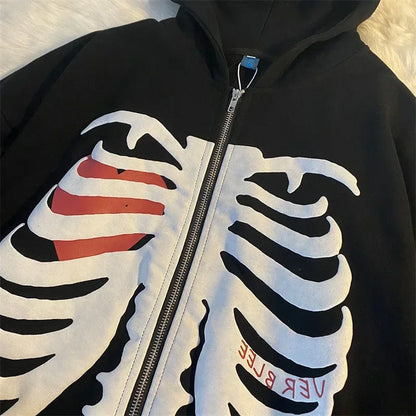 Sudaderas con capucha de esqueleto Y2K