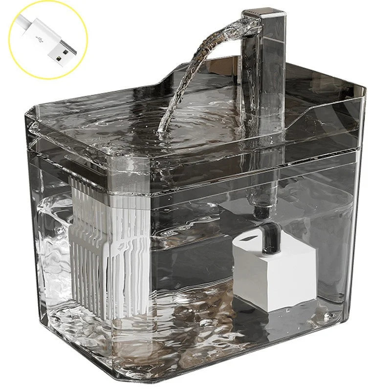 Fuente de agua para gatos 2 L con filtro - Transparente