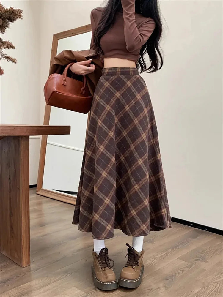Falda de Cintura Alta a Cuadros