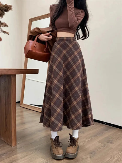 Falda de Cintura Alta a Cuadros