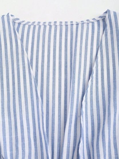 Camisa de Manga Abullonada con Lazo