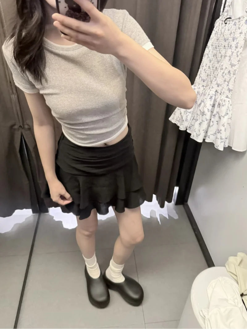 Falda Corta de Cintura Media