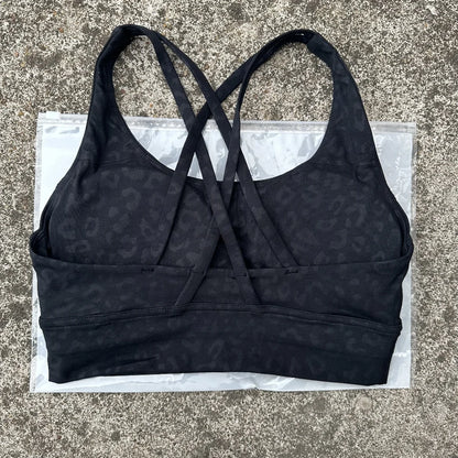 Sujetador deportivo de Color sólido con espalda cruzada para mujer, Top ajustado de alta resistencia, ropa interior de entrenamiento integral para gimnasio y Yoga con almohadilla para el pecho