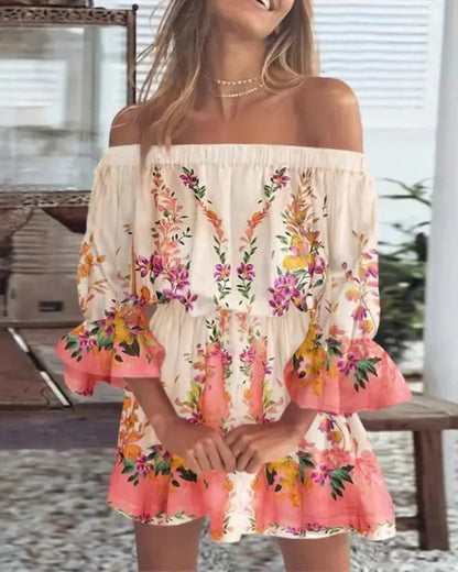 Vestido Estampado de hombros descubiertos