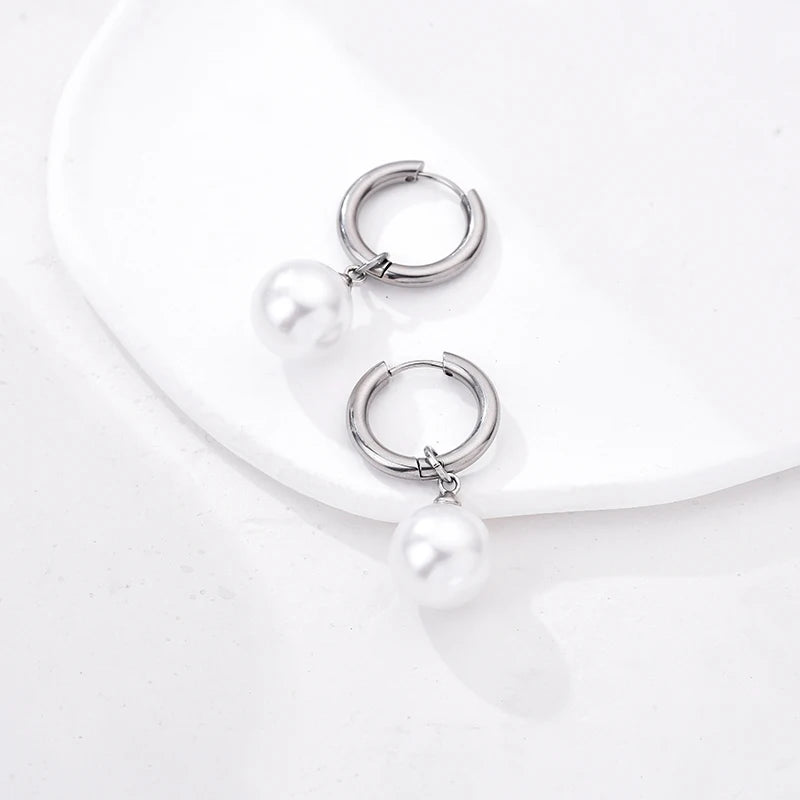 Pendientes De Perlas Blancas