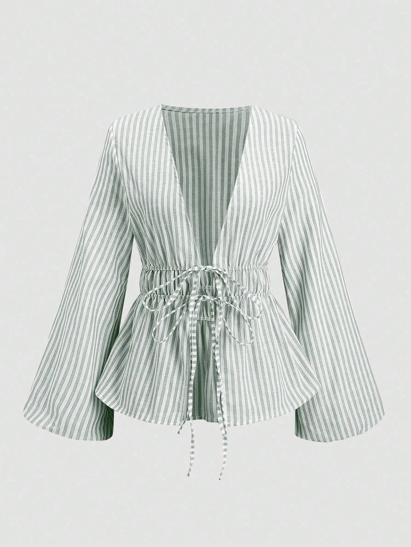 Camisa de Manga Abullonada con Lazo