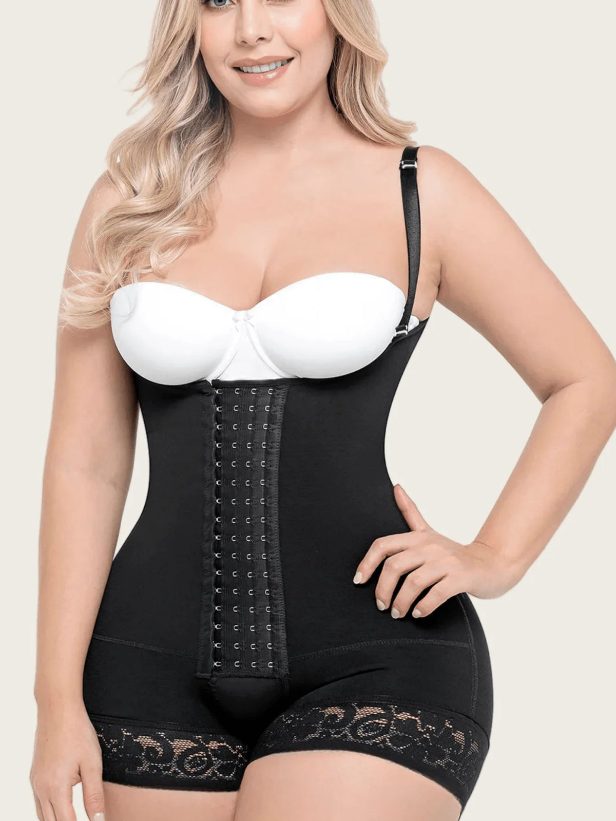 Faja colombiana short con tirantes y 3 hileras de broches - foto 3