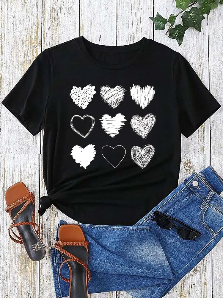 Camiseta Con Estampado De Corazón