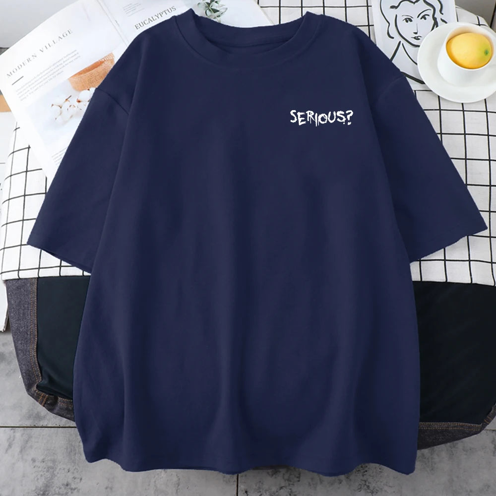 Camisetas con estampado serio de palabras creativas para mujer, camisetas simples S-Xxxl, camisetas cómodas de manga corta transpirables Retro para mujer