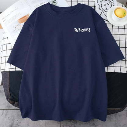 Camisetas con estampado serio de palabras creativas para mujer, camisetas simples S-Xxxl, camisetas cómodas de manga corta transpirables Retro para mujer