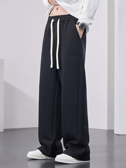 Pantalones de chándal rectos para hombre, pantalones de chándal de algodón de pierna ancha con cordón y letras, pantalones holgados deportivos, pantalones largos informales de talla grande 8XL