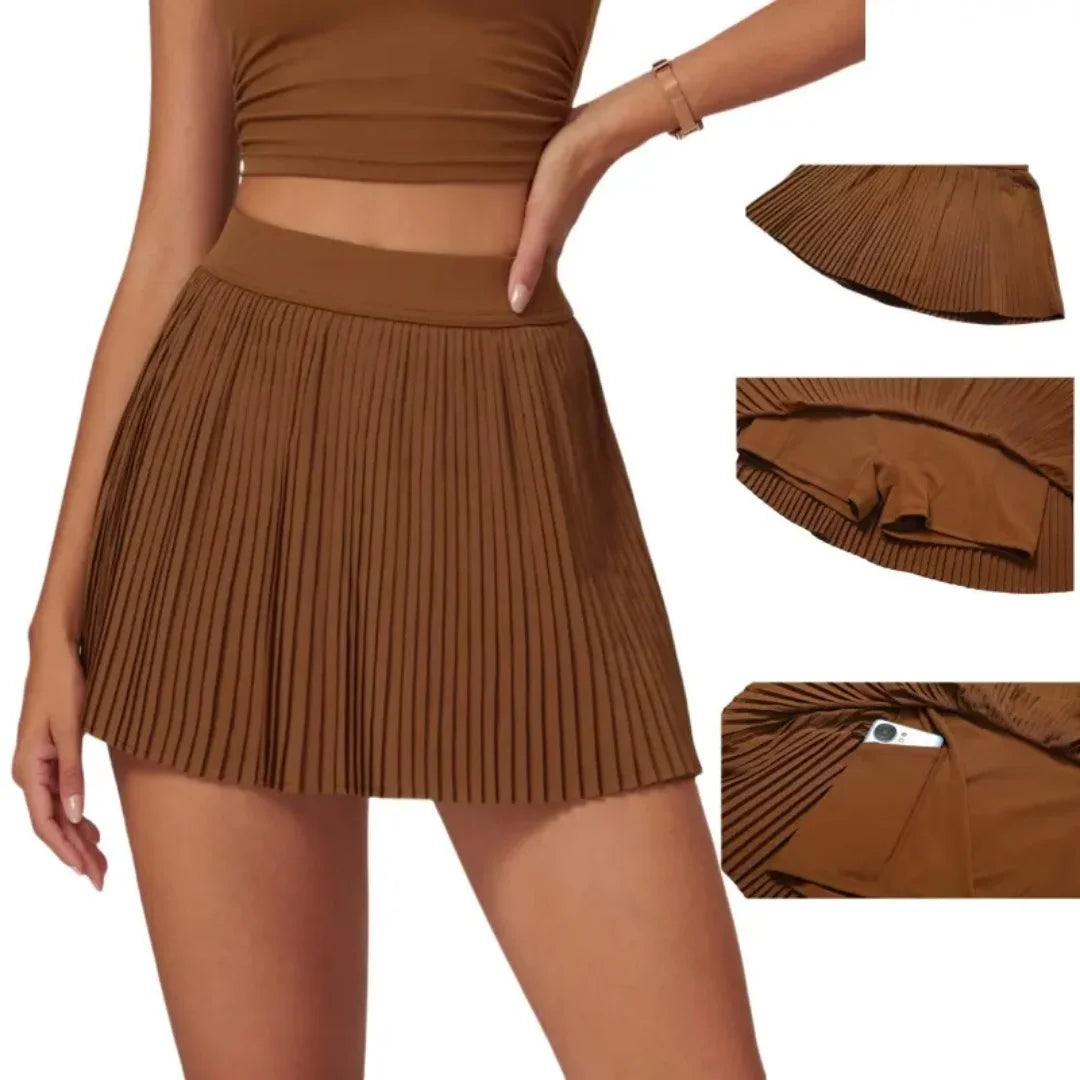 Falda Deportiva Plisada con Bolsillo Interior