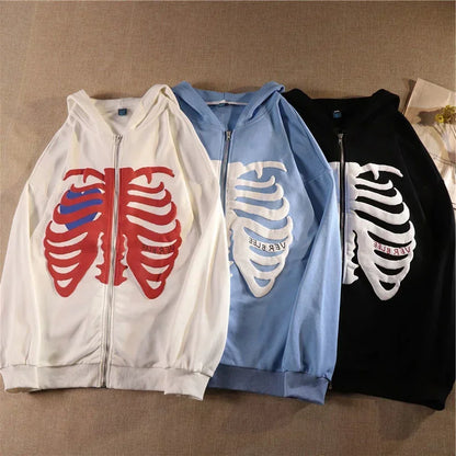 Sudaderas con capucha de esqueleto Y2K