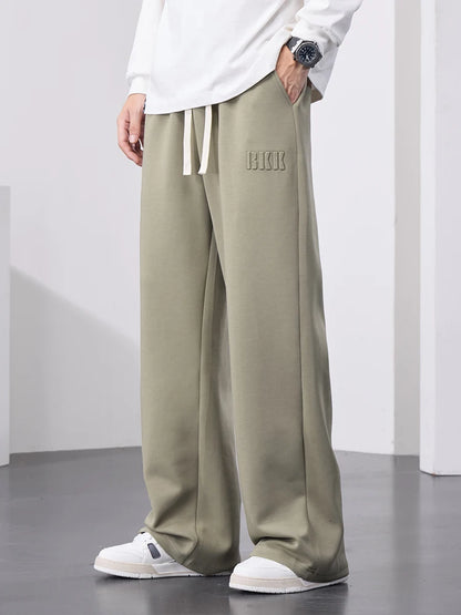 Pantalones de chándal rectos para hombre, pantalones de chándal de algodón de pierna ancha con cordón y letras, pantalones holgados deportivos, pantalones largos informales de talla grande 8XL