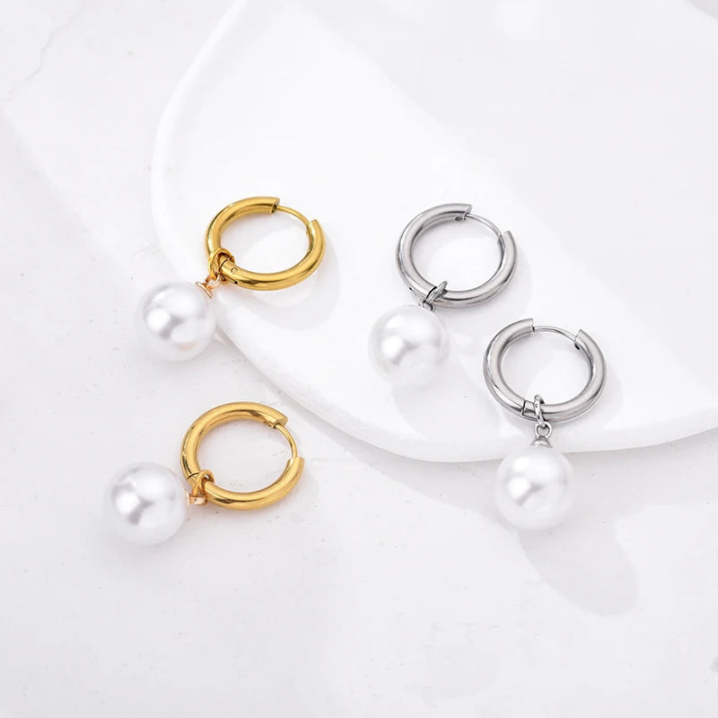 Pendientes De Perlas Blancas