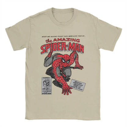 Spider-man Spiderman película Retro Comic hombres camisetas creativas cuello redondo Camiseta 100% algodón regalo de cumpleaños Tops