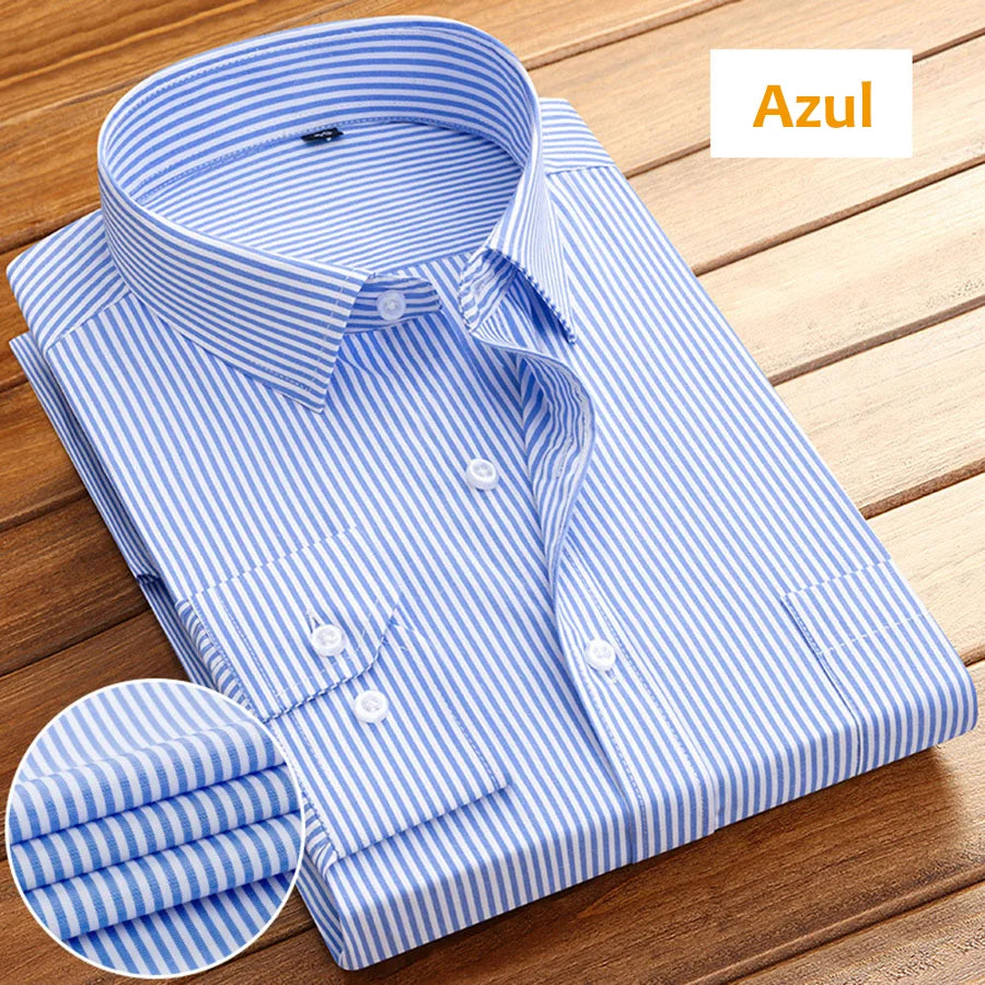 Camisa a rayas de manga larga para hombre, sin planchado, cómoda y transpirable, nueva ropa de primavera, camisa de negocios informal de alta calidad para hombre.