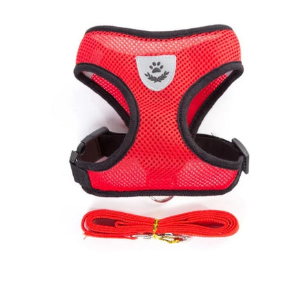 Arnés para perro y gato con correa, ajustable y reflejante - Rojo / Extra grande/XL