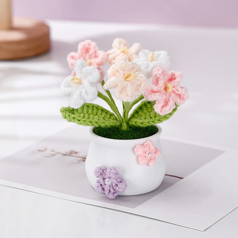 Flor Tejida En Maceta
