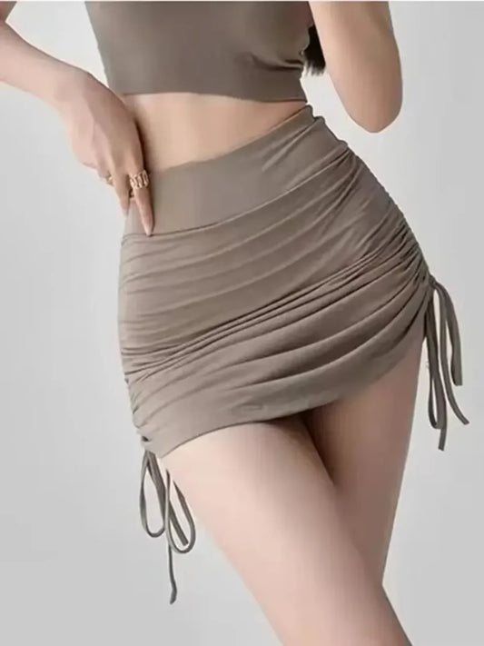 Minifalda con Cordón de Cintura Alta
