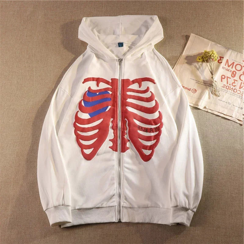 Sudaderas con capucha de esqueleto Y2K